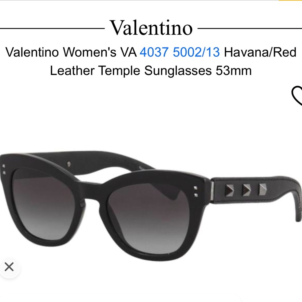 Valentino Women's Black Sunglasses with Studded Temples